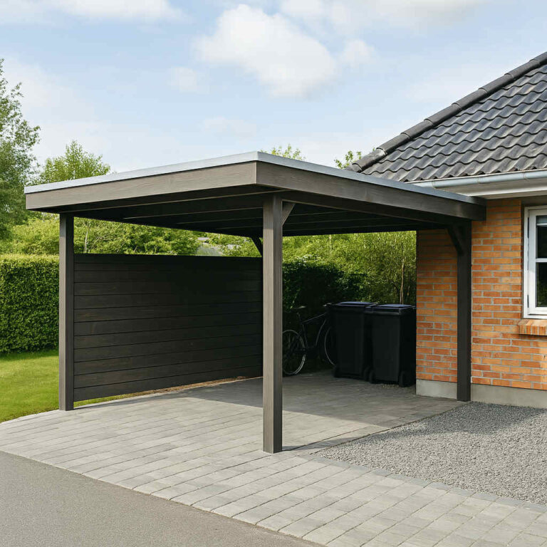 carport i trykimprægneret træ i nordjylland lavet af et tømerfirma